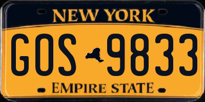 NY license plate GOS9833