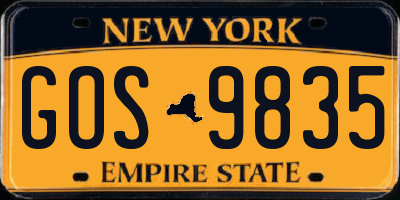 NY license plate GOS9835