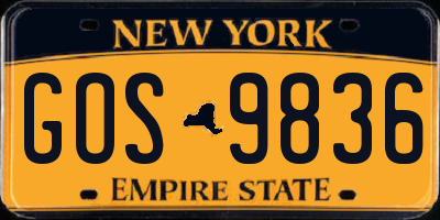 NY license plate GOS9836