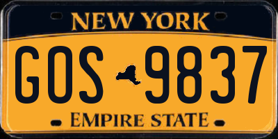NY license plate GOS9837