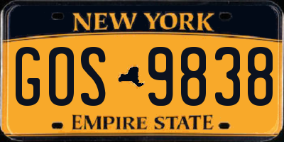 NY license plate GOS9838