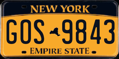 NY license plate GOS9843