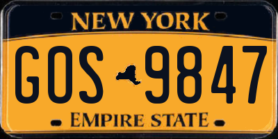 NY license plate GOS9847