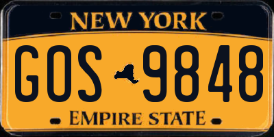 NY license plate GOS9848