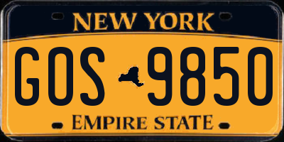 NY license plate GOS9850