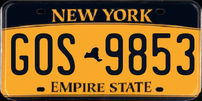 NY license plate GOS9853