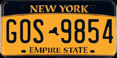 NY license plate GOS9854