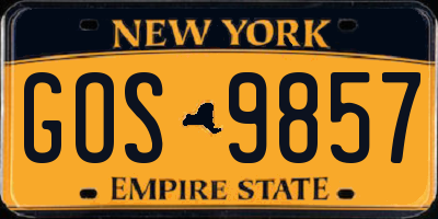 NY license plate GOS9857