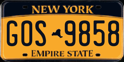NY license plate GOS9858
