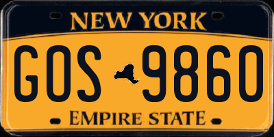 NY license plate GOS9860