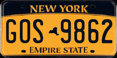 NY license plate GOS9862