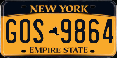 NY license plate GOS9864