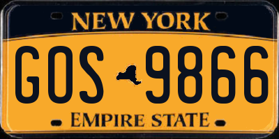 NY license plate GOS9866