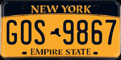 NY license plate GOS9867