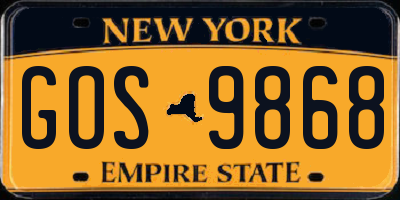 NY license plate GOS9868