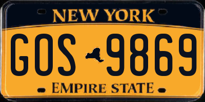NY license plate GOS9869
