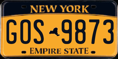 NY license plate GOS9873