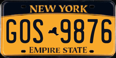 NY license plate GOS9876
