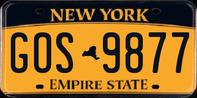 NY license plate GOS9877