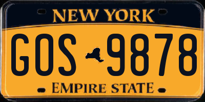 NY license plate GOS9878