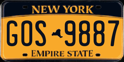 NY license plate GOS9887