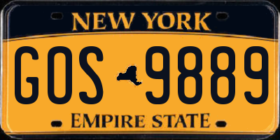 NY license plate GOS9889