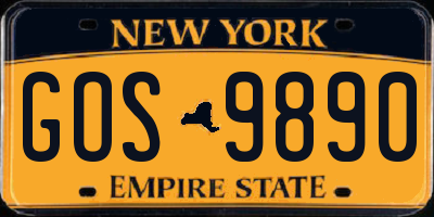 NY license plate GOS9890