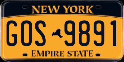 NY license plate GOS9891