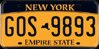 NY license plate GOS9893
