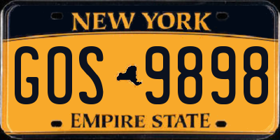 NY license plate GOS9898