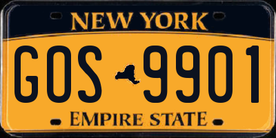 NY license plate GOS9901