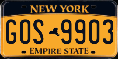NY license plate GOS9903