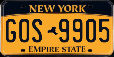 NY license plate GOS9905