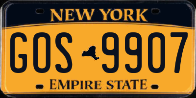 NY license plate GOS9907