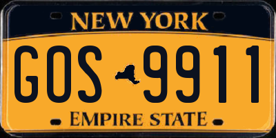 NY license plate GOS9911