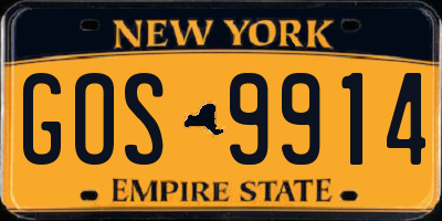 NY license plate GOS9914