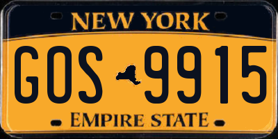 NY license plate GOS9915