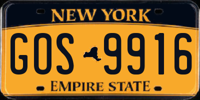 NY license plate GOS9916