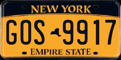 NY license plate GOS9917