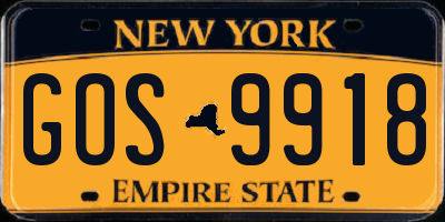 NY license plate GOS9918