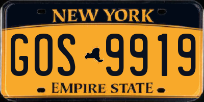 NY license plate GOS9919
