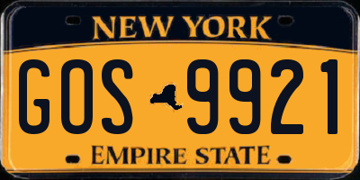NY license plate GOS9921