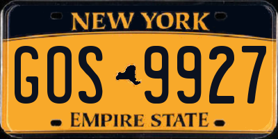 NY license plate GOS9927