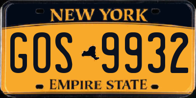 NY license plate GOS9932