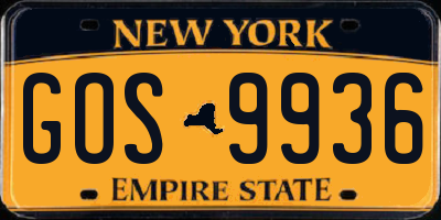 NY license plate GOS9936