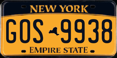 NY license plate GOS9938