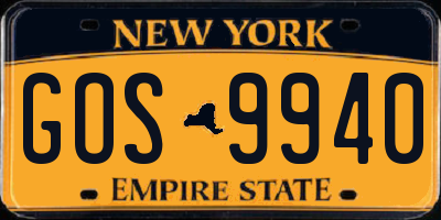 NY license plate GOS9940