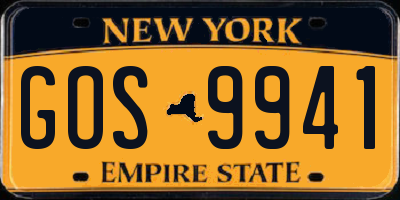 NY license plate GOS9941