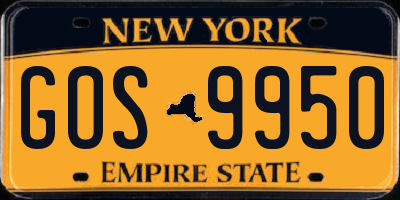 NY license plate GOS9950