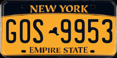 NY license plate GOS9953